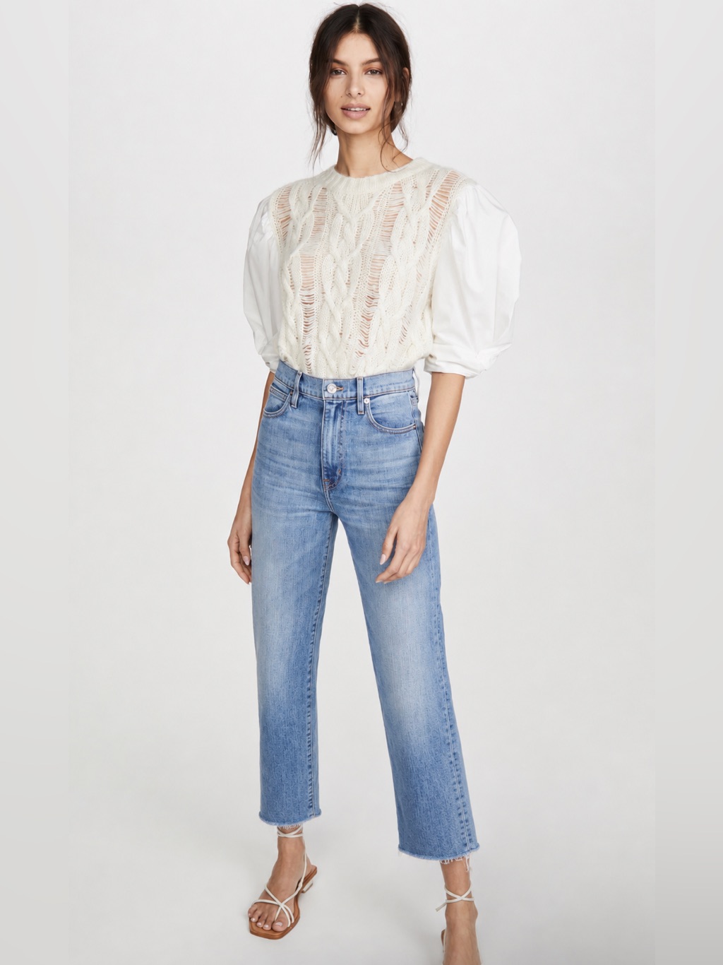 Slvrlake London Crop Raw Hem Jeans In Salt Flats